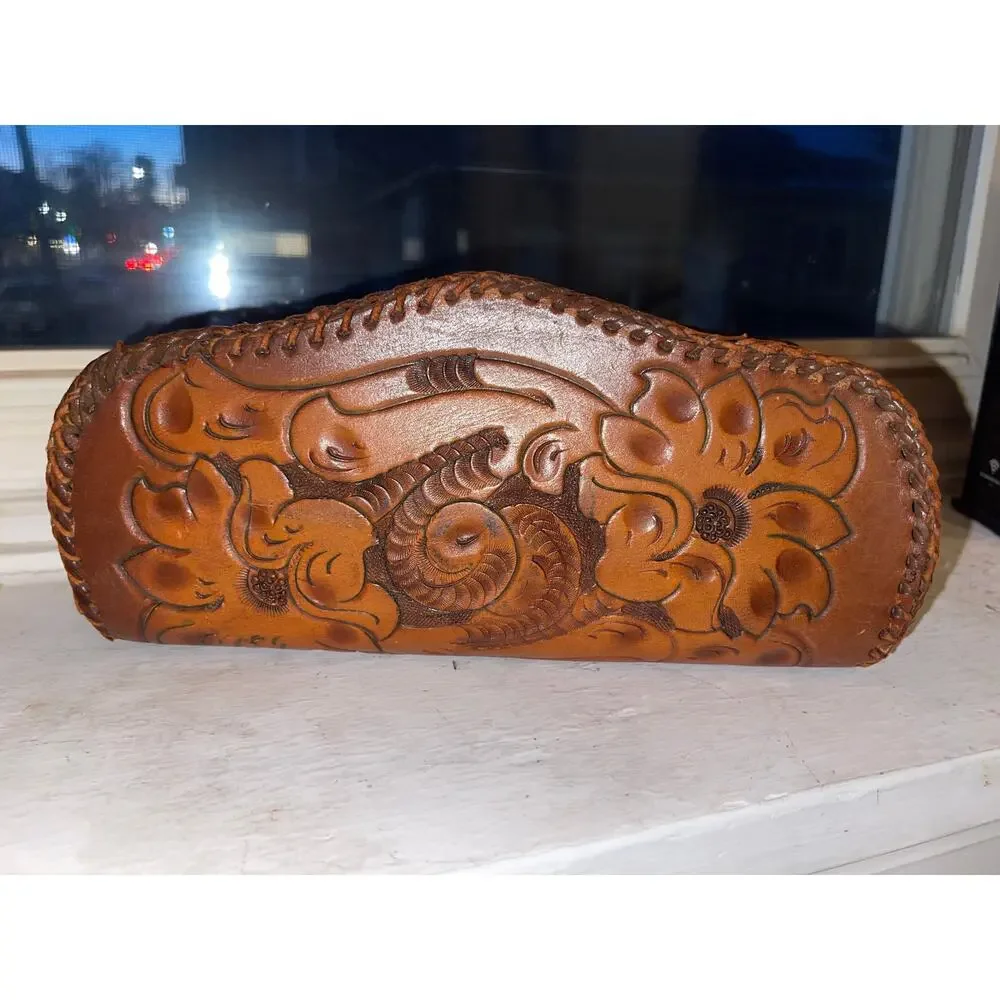 Hand Tooled Leather Clutch/Pencil Case